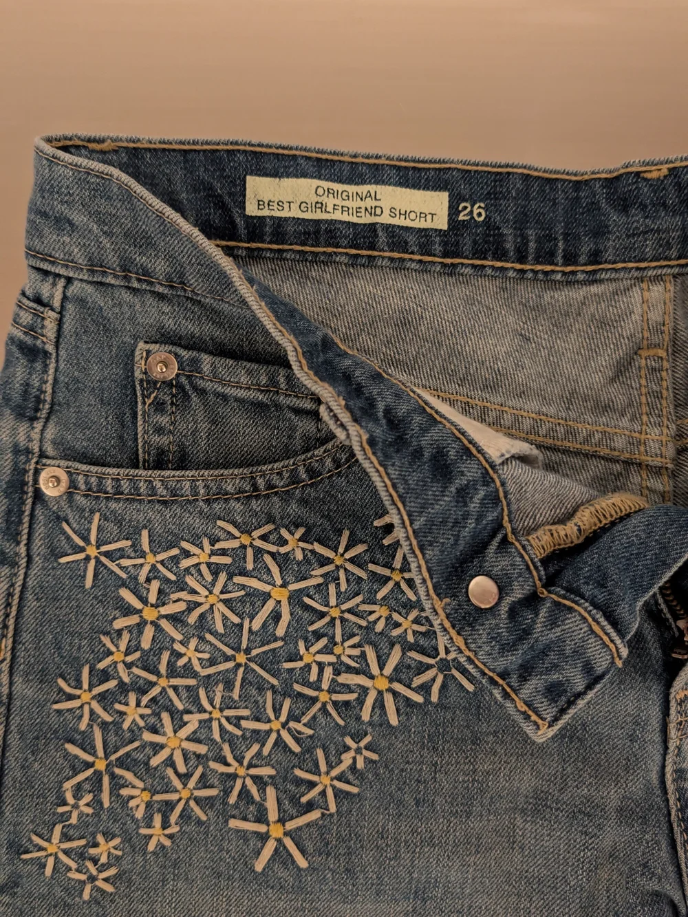 GAP Blue Embroidered Denim Shorts